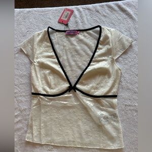 Edikted lace with black trim cream/ivory color size medium NWT